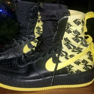Nike SF Airforce 1, men's 7.5, yellow & black